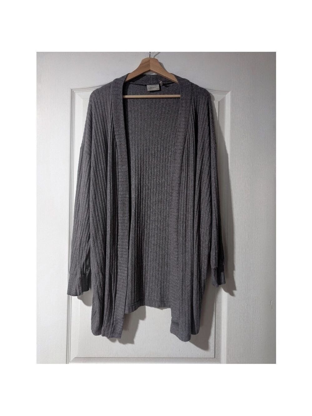 Everyday Sunday | Ribbed Knit Long Cardigan In Grey - Picture 4 of 11